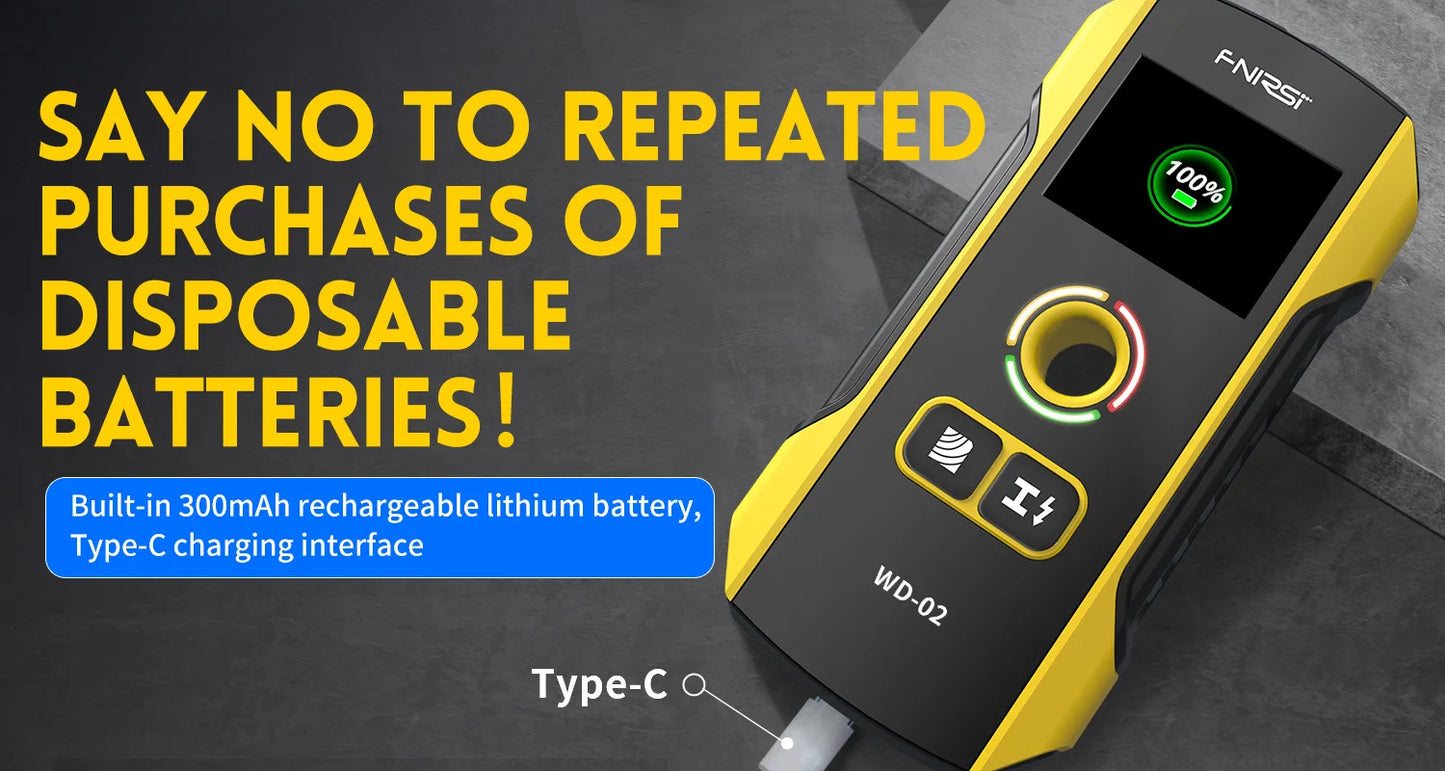 FNIRSI WD-02 Wall Detector Stud Finder New Design Positioning Hole TFT Display AC Live Cable Wires Metal Wood Stud Wall Scanner