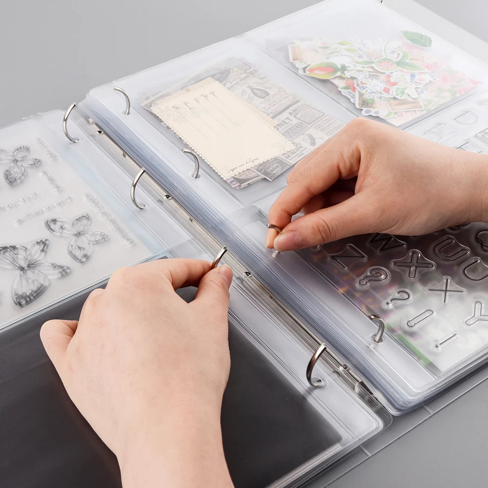A4 Die Storage Book Binder 1/2/3/4 Page Protectors Pockets Inserts Organizer for Stamps Dies Stencil Storage Bag 2024 New