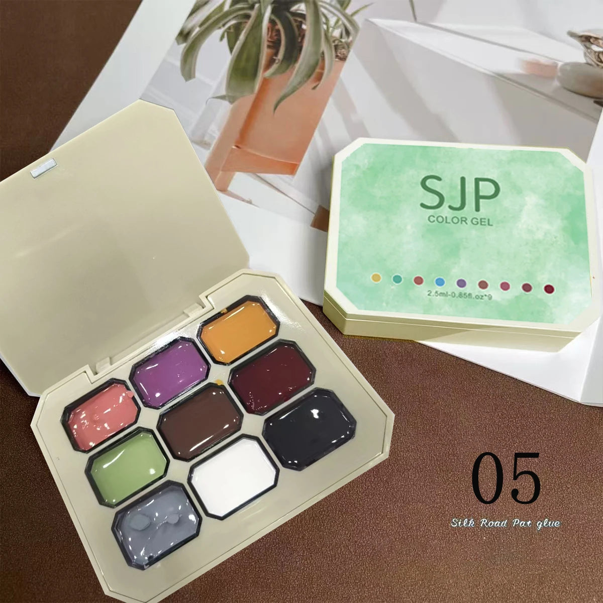 1pc solid color nail polish glue 9-grid color painting glue high saturation thick gradient patting glue nail art creation