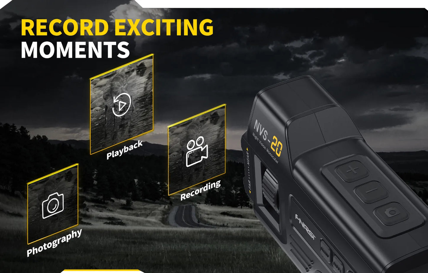 FNIRSI Telescope NVS-20 4K HD Monocular Night Vision Goggles 6X Digital Zoom 300m Hunting Camping Scope Day and Night Dual Use