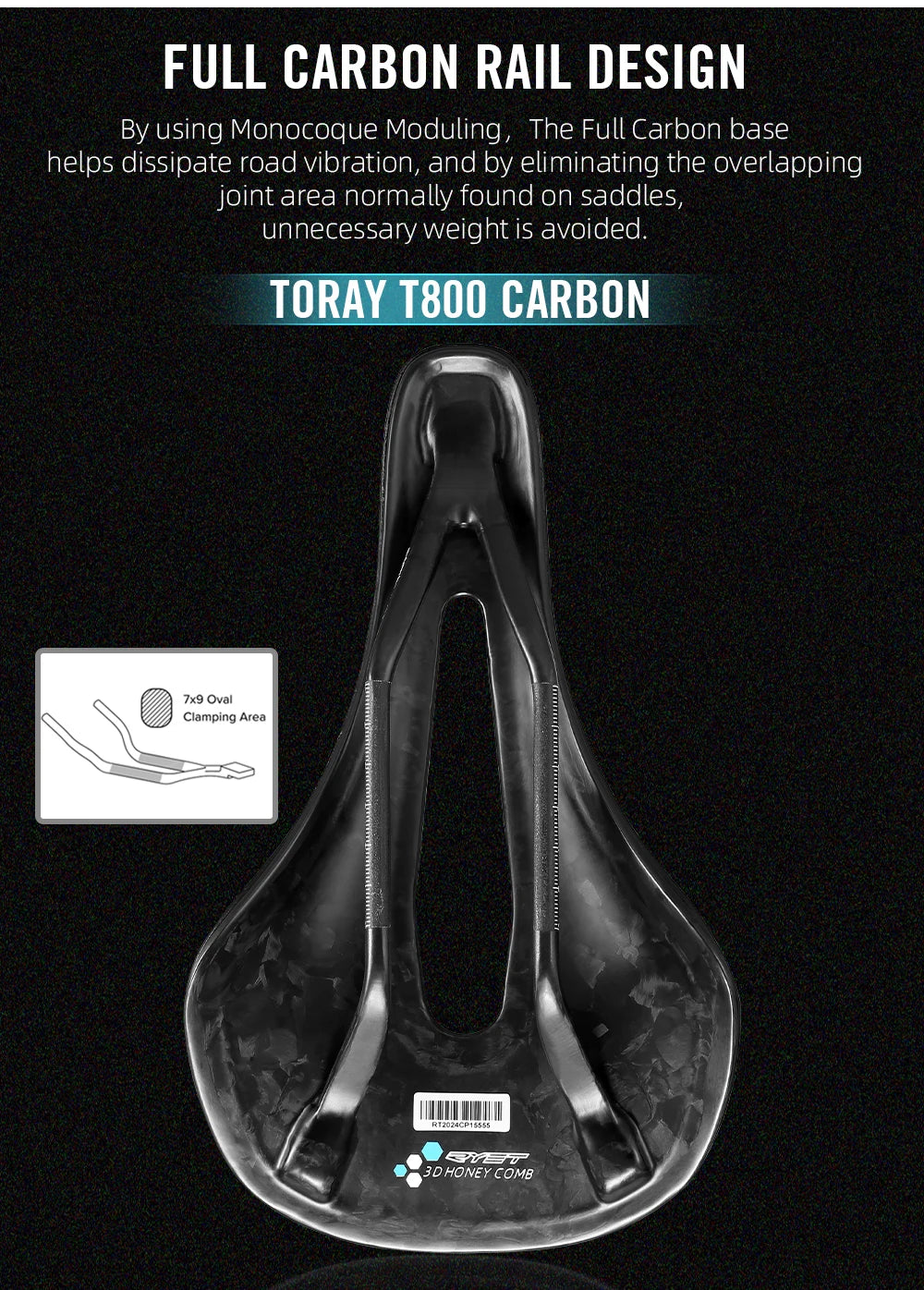RYET 3D Printed Bike Carbon Saddle 140mm 143mm Super Light Road MTB Racing 3D/EVA  Saddles Bicycle Cushion Cycling Seating Part