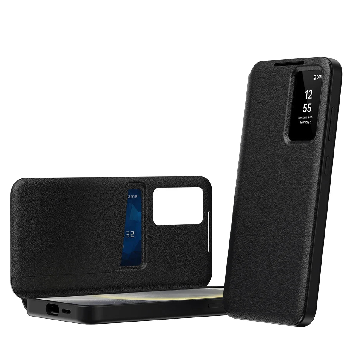 Smart Window View Leather Flip Case for Samsung Galaxy S26 S25 S24 S23 Ultra Plus No-flip Answering Card Holder Slot Book Cover