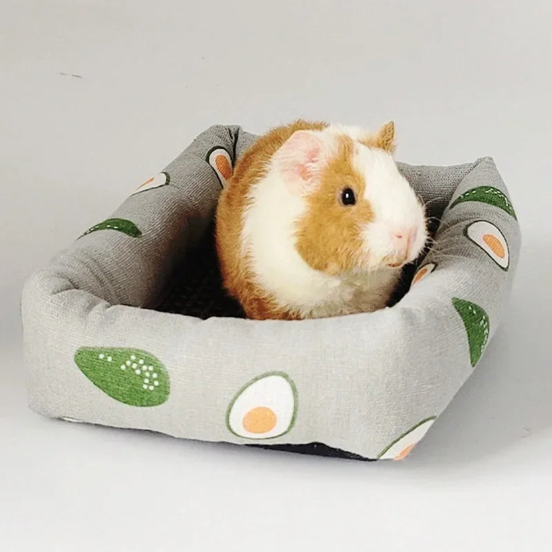 Print Sleep Bed House Rectangle Mat with Rattan Mat for Pet Small Animal Dogs Cat Rabbit Squirrel Guinea Pig Hamster All Seasons