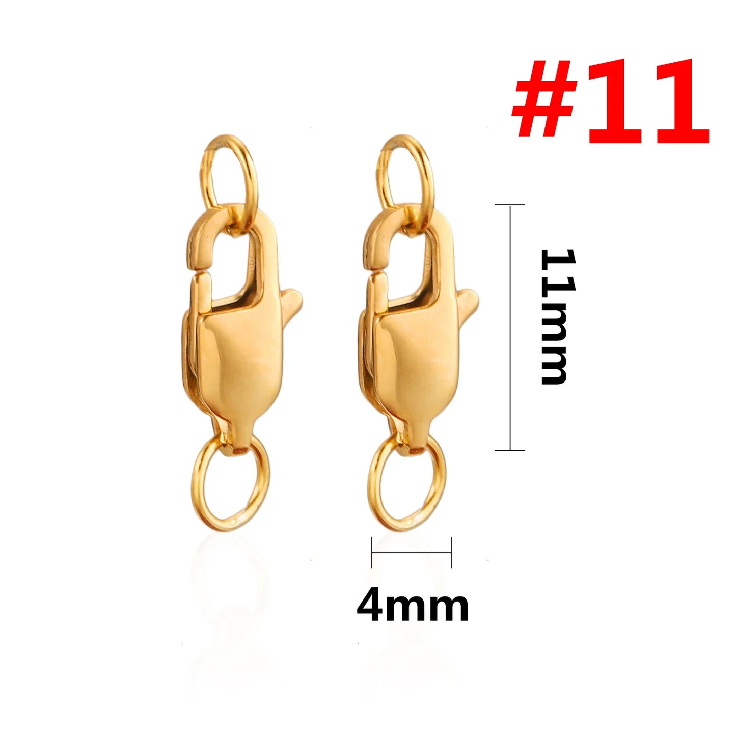10pcs Gold Plated Stainless Steel Lobster Clasp with Jump Rings For Diy Chain Necklace Bracelet Jewelry Making Findings Suplies