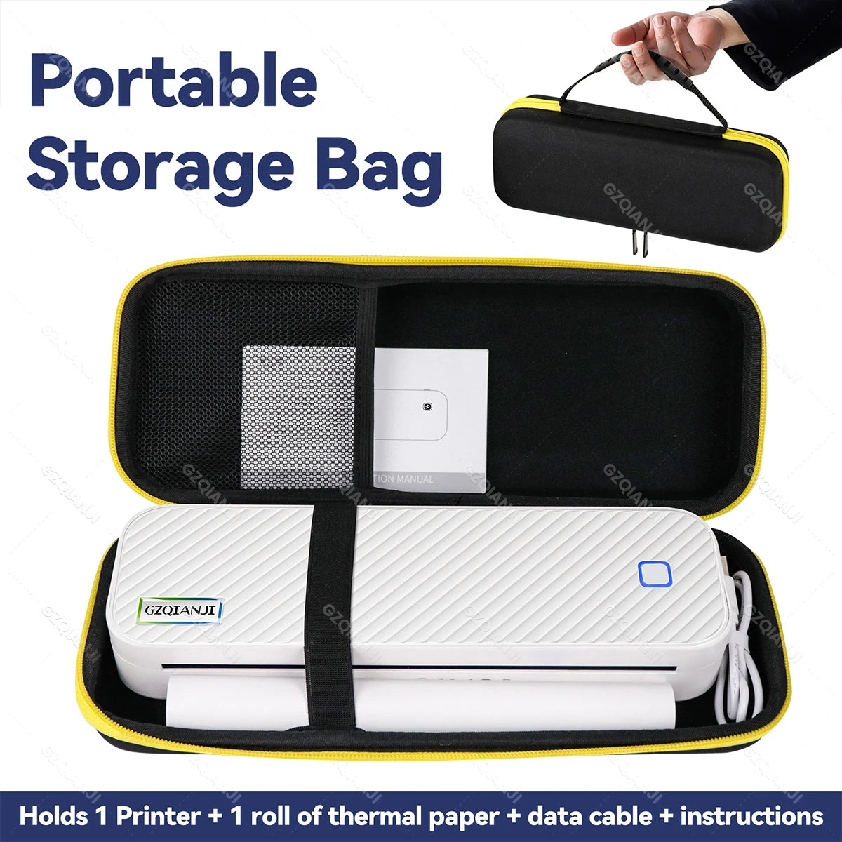 Mini Thermal Printer Bluetooth Portable Wireless A4 Maker with Paper Case for Mobile World PDF Picture Print Home Office USE