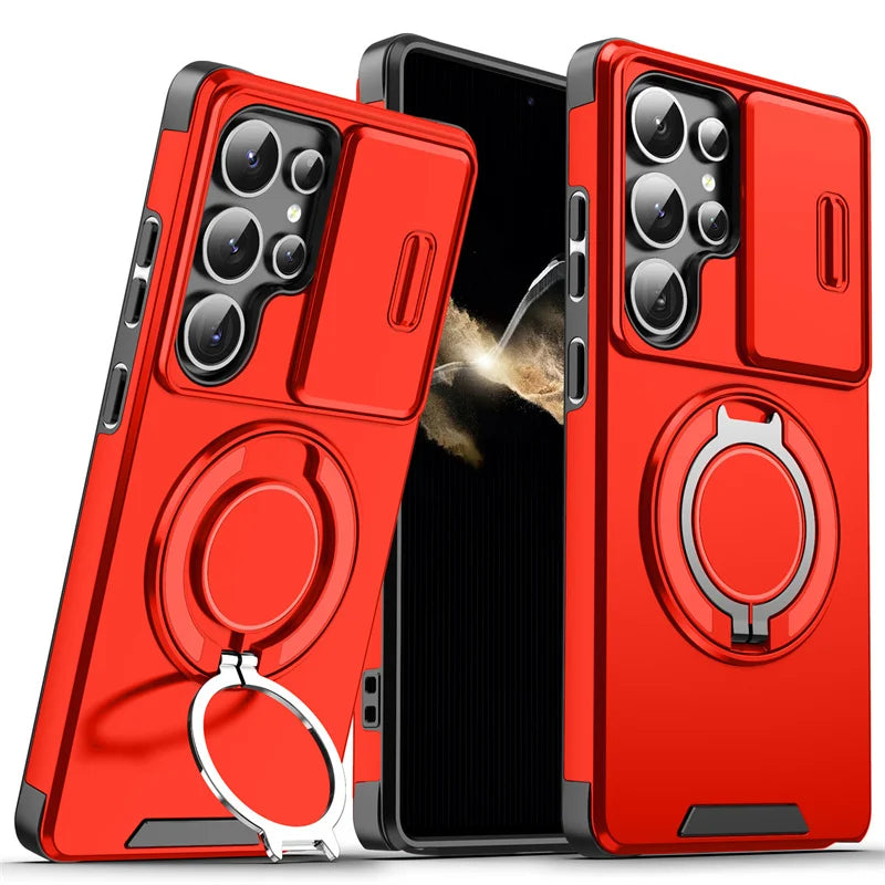 Armor Magnetic Ring Case for Samsung Galaxy S24 S23 Plus S21 S22 S25 Ultra S20 FE A54 A55 A16 A36 A56 A17 5G Lens Protect Cover