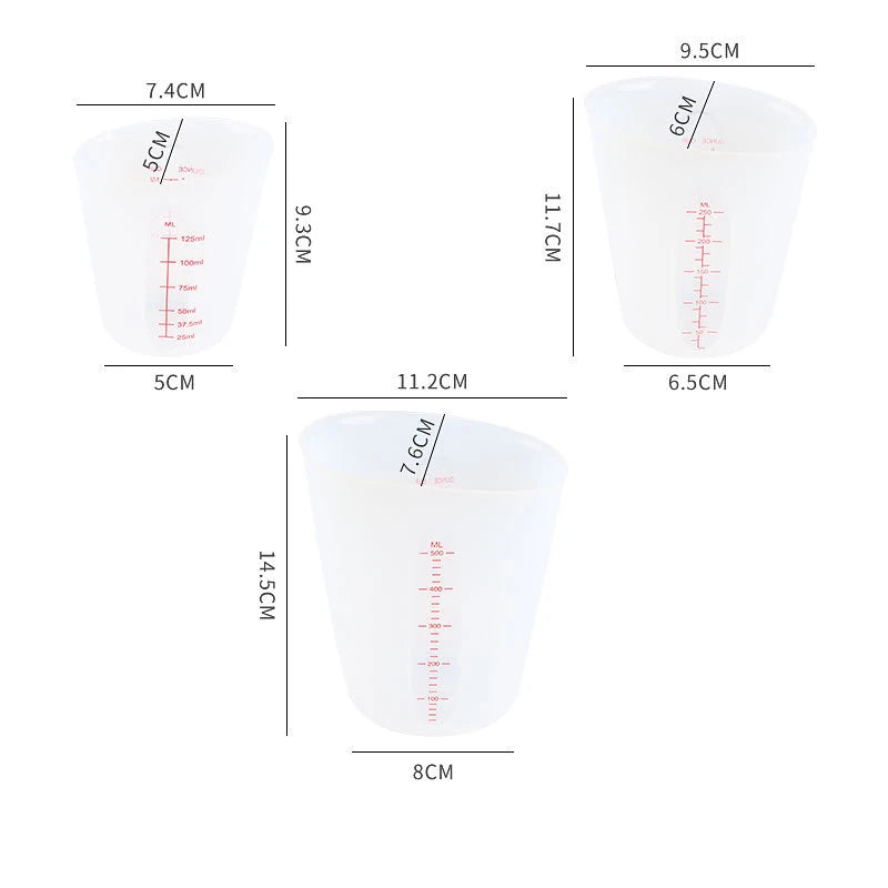 Kitchen Measuring Tools Silicone Measure Cup 250ml/500ml Liquid Measuring Cup Dosing Utensils Pink/ White Measuring Jug
