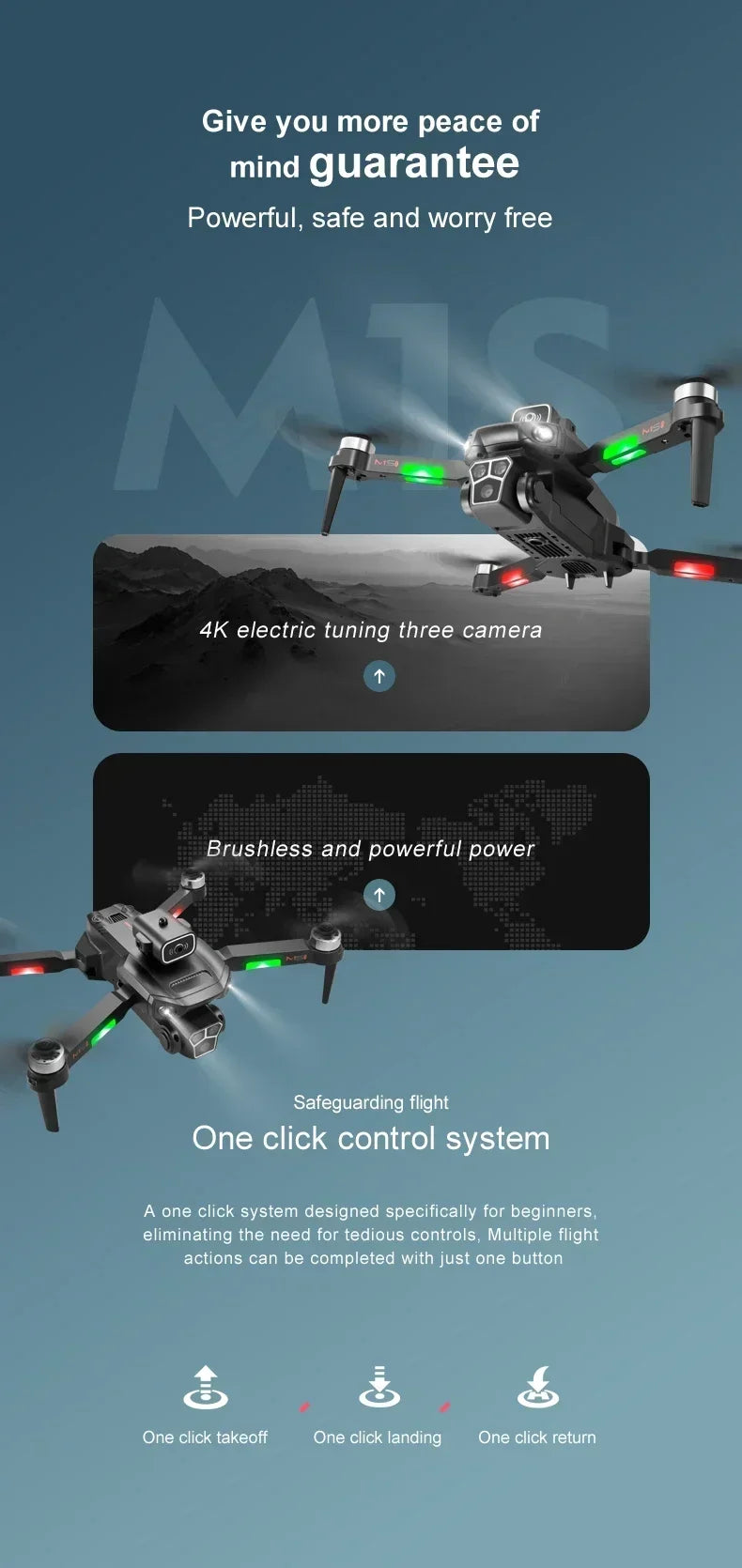 M1S Drone 8K Professional Triple Camera Obstacle Avoidance Aerial Foldable RC Quadcopter Drone Brushless Motor