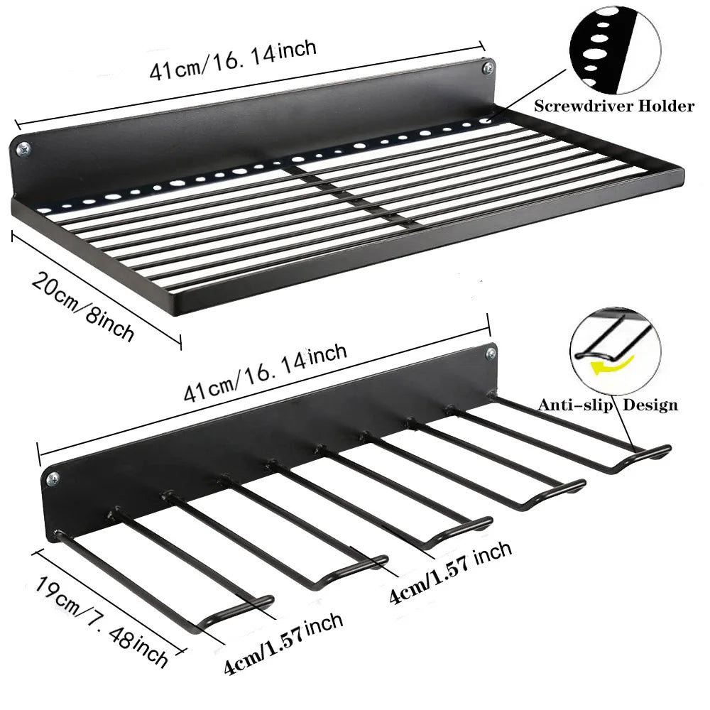 Power Tool Organizer Wall Mount, Power Tool Rack Tool Shelf Drill Holder Wall Mount for Garage Organizers and Storage