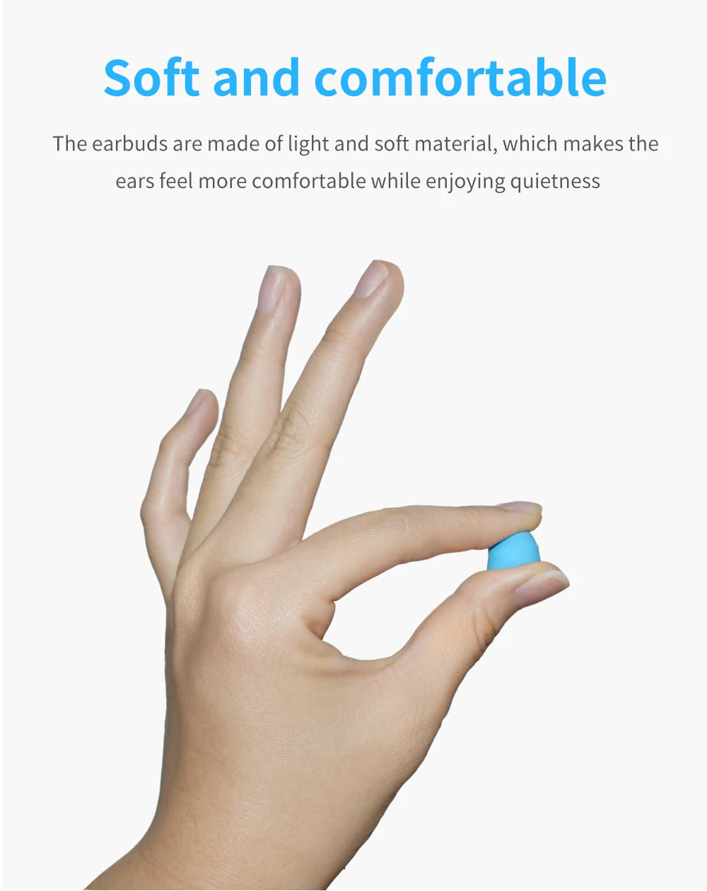 TISHRIC Earplugs Soft Sponge Ear Plugs Noise Reduction Sleeping Earplug  Travel Noise Reduction Rate 35.5db Sound Insulation