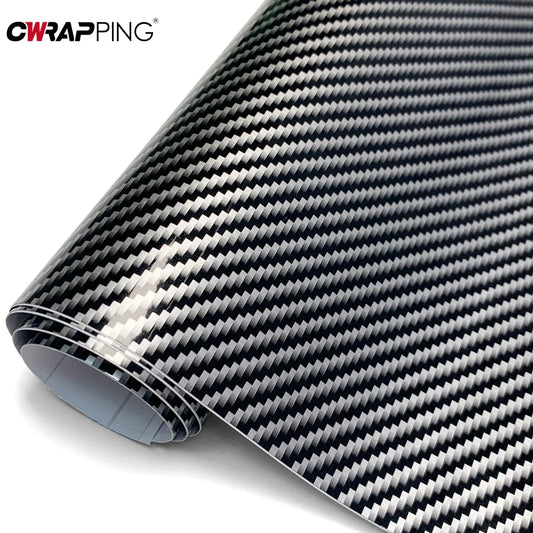 Car Wrap Vinyl Film 2D Glossy Carbon Fiber Sticker Anti-Scratch Black Color Change Film Bubble Free Decal for Car Accessories