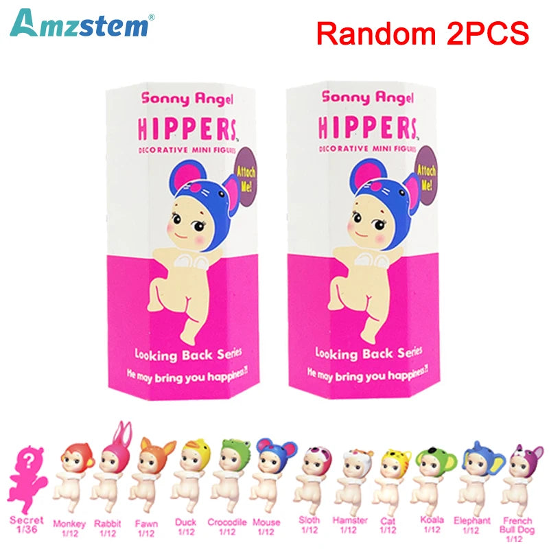 12-1Pcs Animal Sonny Angel Blind Box 20th Anniversary Hippers Looking Back Series Mini Model Doll Kids Christmas Birthday Gifts