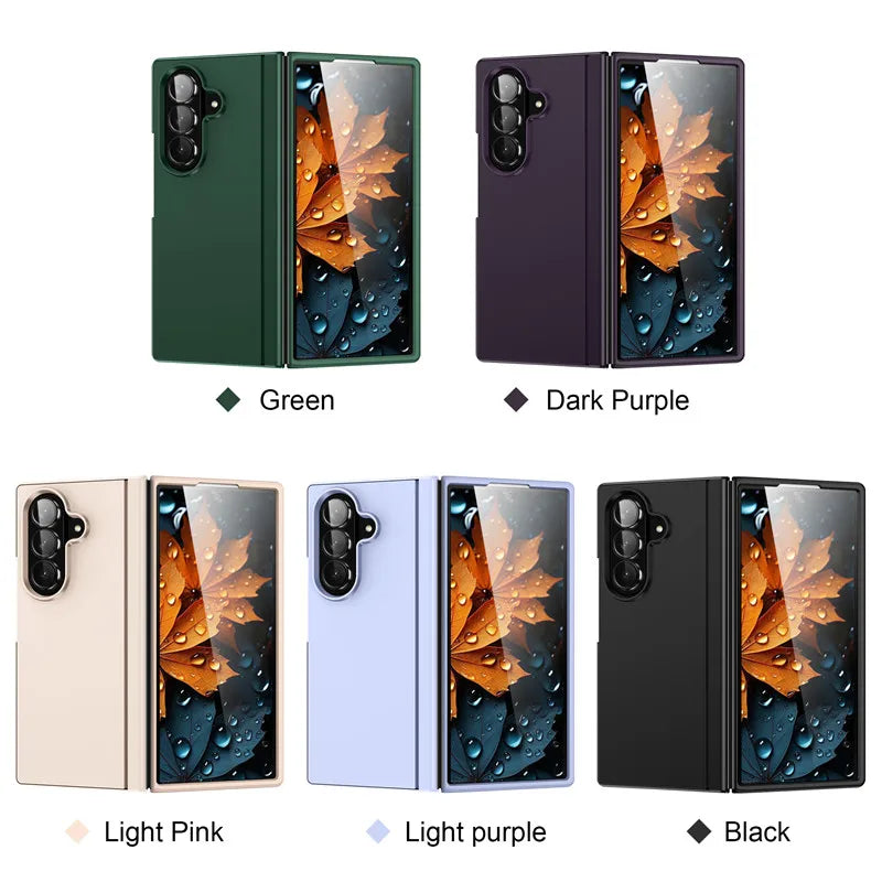 Shockproof Matte PC Folding Phone Case For Samsung Galaxy Z Fold 7 6 5 4 3 Fold7 5G Bracket Stand Holder Cover