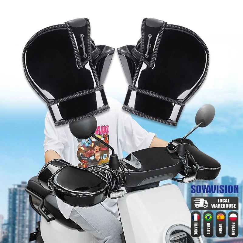 Thick Motorcycle Handlebar Muffs Protective Motorcycle Scooter ATV UTV Winter Warmer Gloves Grip Handle Bar Muff Rainproof Warm