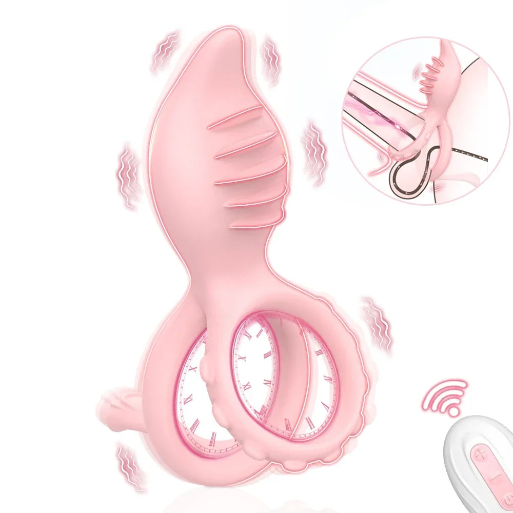 Vibrating Cock Ring for Men Remote Control Penis Ring Ejaculation Delay Chastity Cage Clitoris Stimulation Sex Toy for Couples