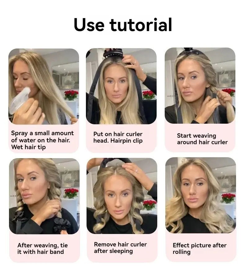DIY Heatless Curling Stick Headband Set With Hairpin Lazy Curler Foam Sponge Curling Stick No Heat Hair Curler 21,163 Reviews 4