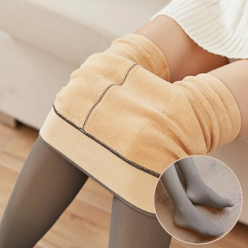 Winter Pantyhose Women Warm Fleece Tights Tights High Waist Thick Fleece Pantyhose Stretchy Thermal Translucent Stockings Woman