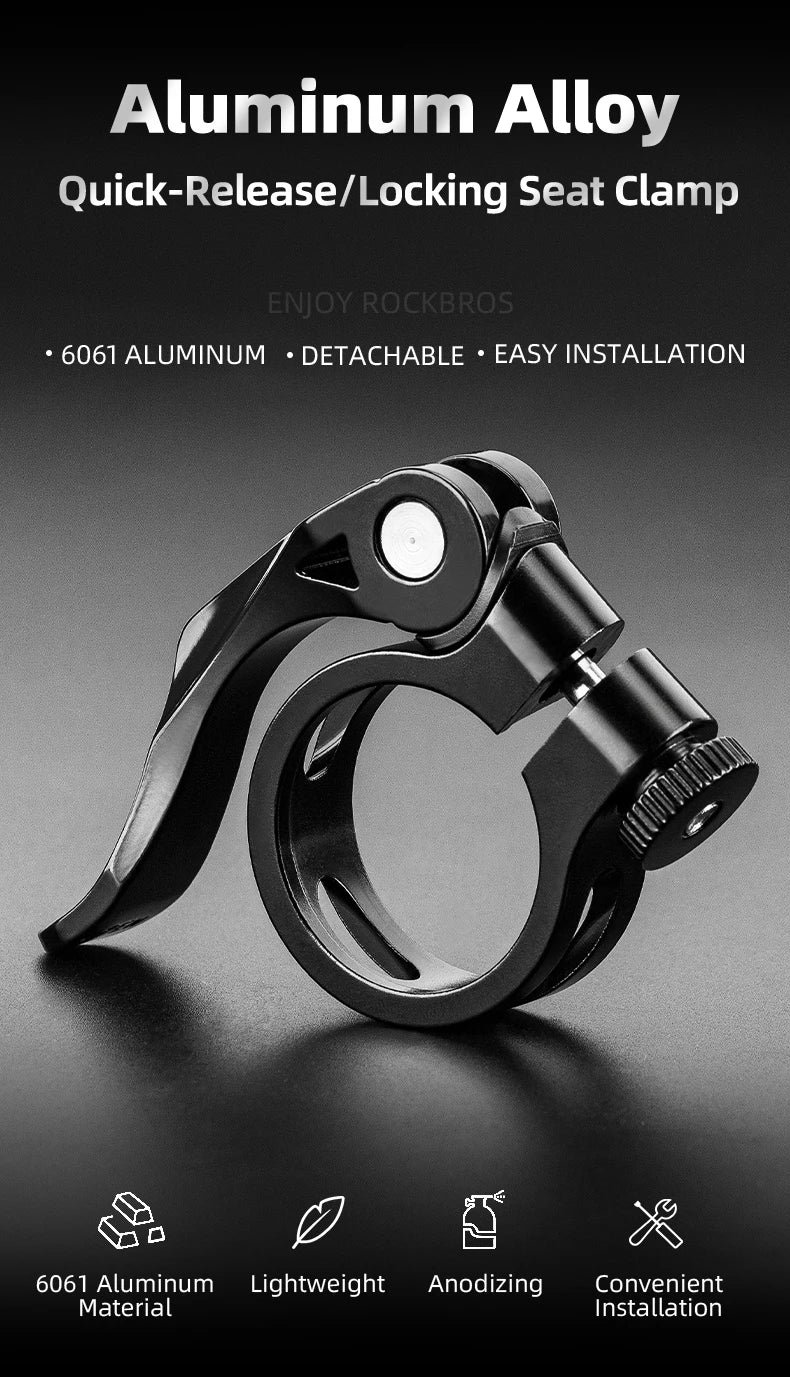 ROCKBROS Bicycle Seat Post Clamp Aluminum Alloy Installation Quick Release Cycling Seat Clamp Convenient Bike Parts Seatpost
