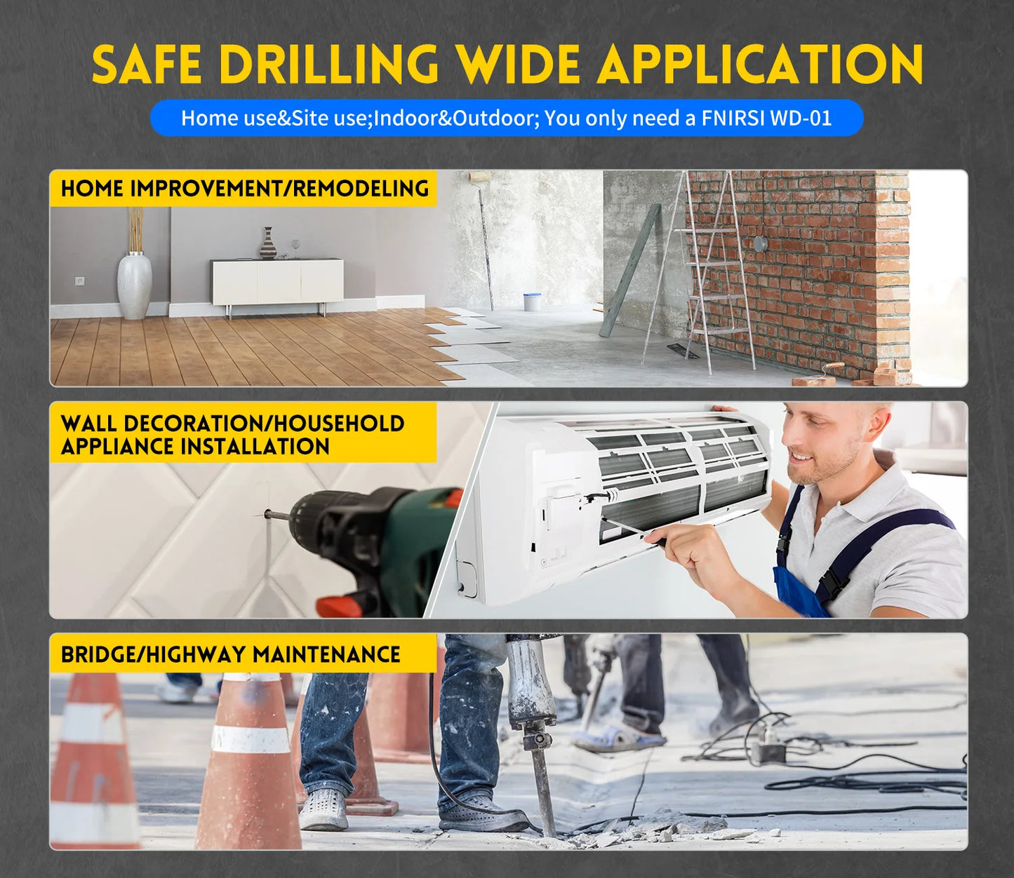 FNIRSI WD-02 Wall Detector Stud Finder New Design Positioning Hole TFT Display AC Live Cable Wires Metal Wood Stud Wall Scanner