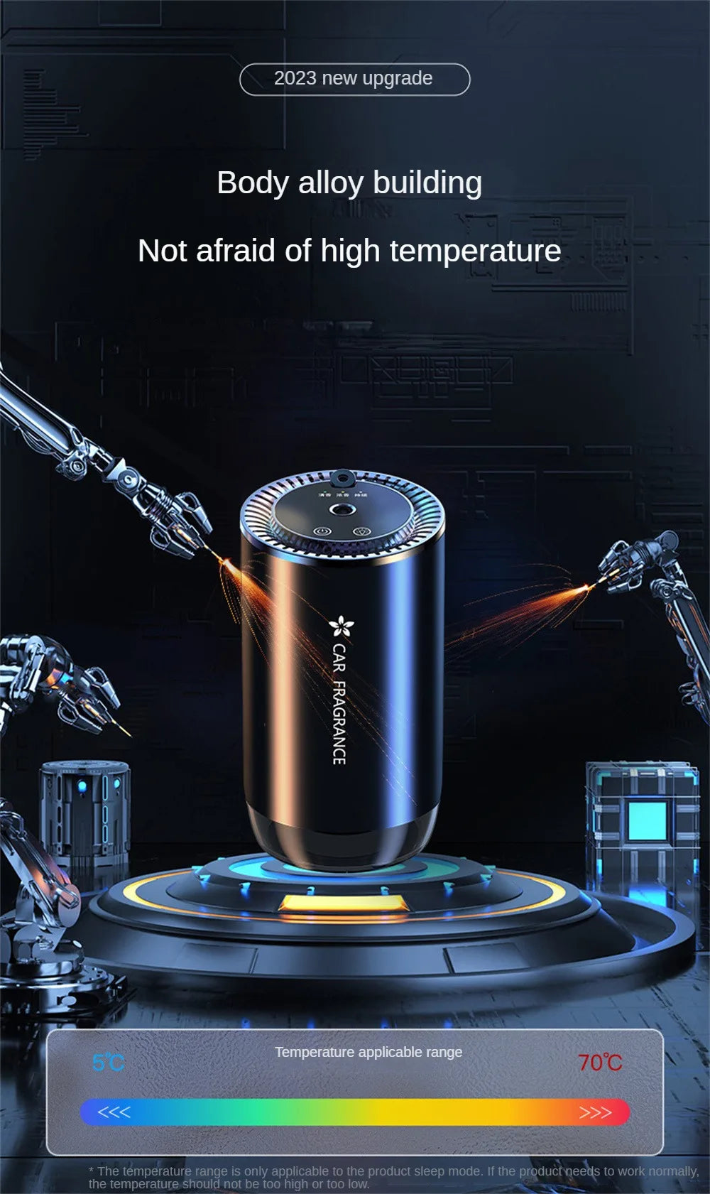 Car Air Freshener Essential Oil Fragrance Diffuser Smell Distributor USB Rechargeable Aromatherapy Scent Air Refresher LED Light