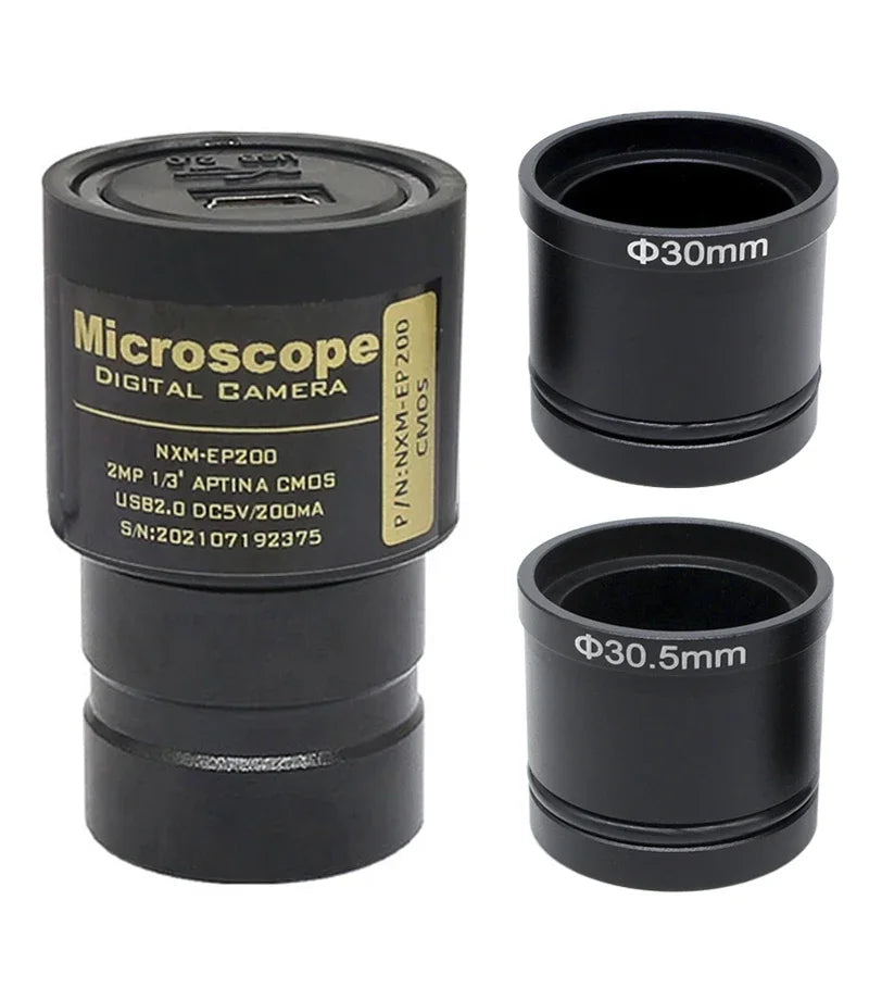 2MP/5MP CMOS USB Camera Microscope HD Electronic Eyepiece 23.2mm Mounting with 30mm 30.5mm Ring Adapter Digital Camera Photograp