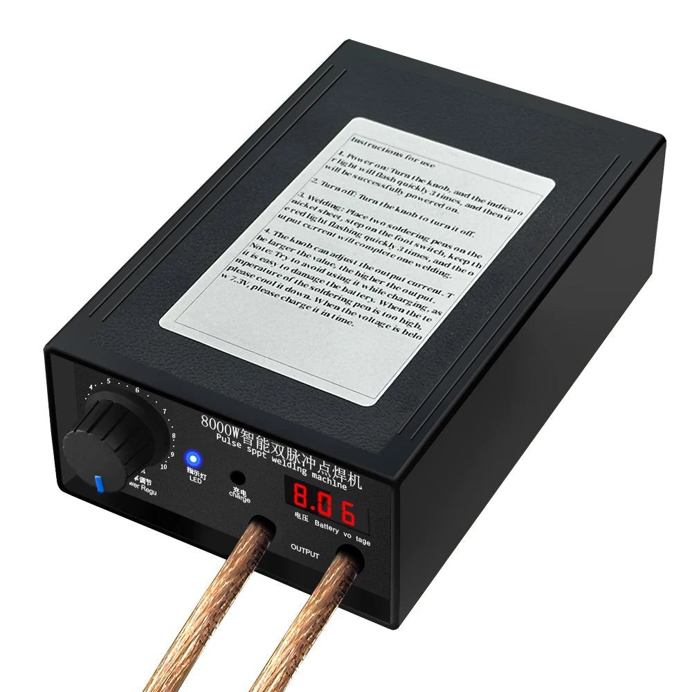 8000W Spot Welder High Power Handheld Spot Welding Machine Portable 1200A present Adjustable Welders for 18650 Battery 2x5000mah