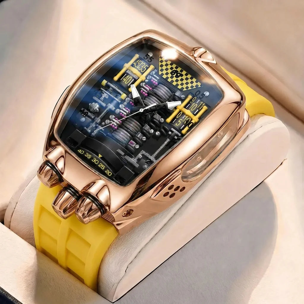 1pcs Men's black dial alloy strap vintage fashion tonneau sporty details Quartz Watch for business party holiday