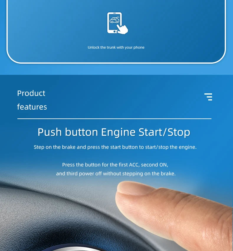 Universal Car Push Button Start Stop Keyless Entry Starter System Cell Phone Bluetooth APP PKE Remote Control Ignition Car Alarm