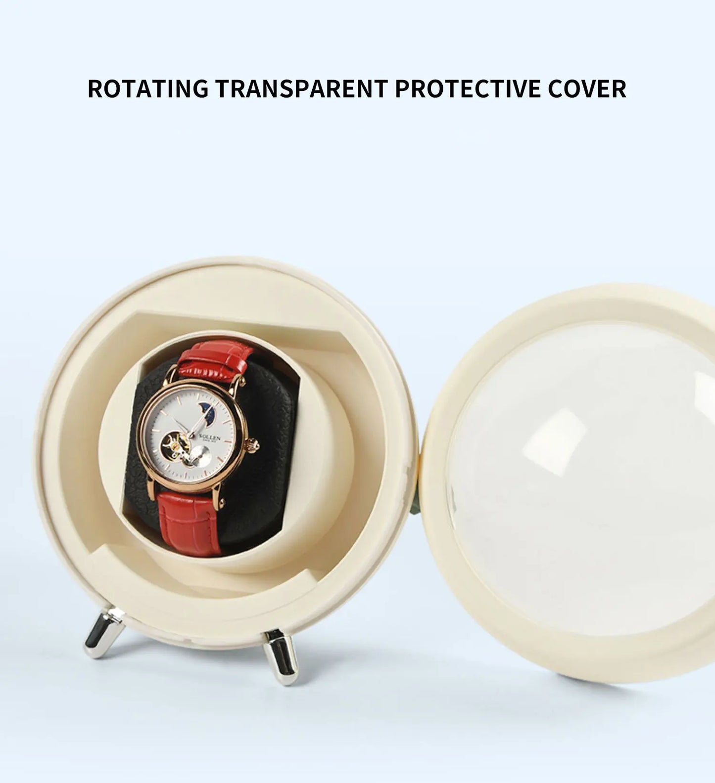 IBBETON Single Watch Winder for Automatic Watches Storage Box Automatic Winder Use USB Cable / with Battery Mabuchi Mute Motro