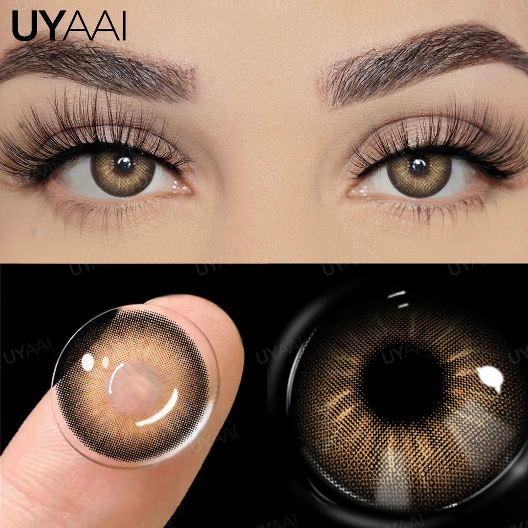 UYAAI 1 Pair Brown Natural Colored Eye Lenses Gray Fashion Lenses Blue Eye Lens Green High Quality Cosmetics Color Contacts