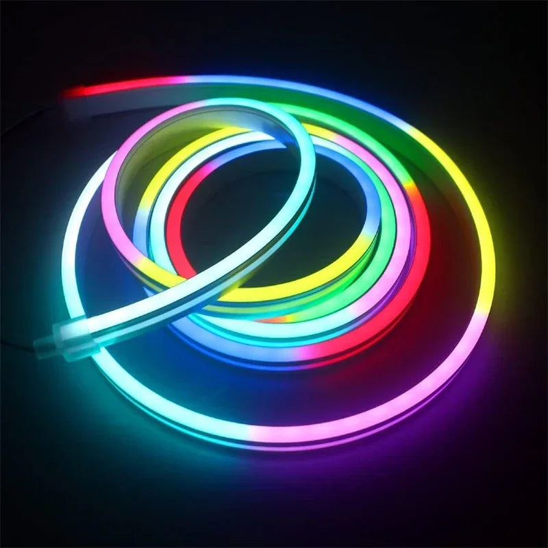 TUYA RGBIC Neon LED Strip 5m/16.4ft 5V Flexible LED Tape Strip  Addressable Neon Rope Light USB Dreamcolor Neon Strip For Home