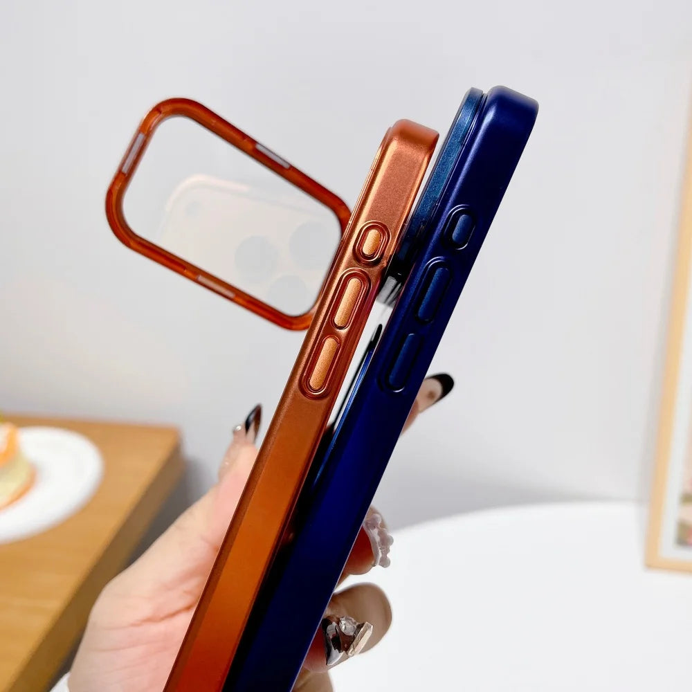 Luxury Lens Protect Stand Holder Bracke Clear Phone Case For iPhone 17 Pro Max 17 Pro Large Window Shockproof Armor Bumper Cover