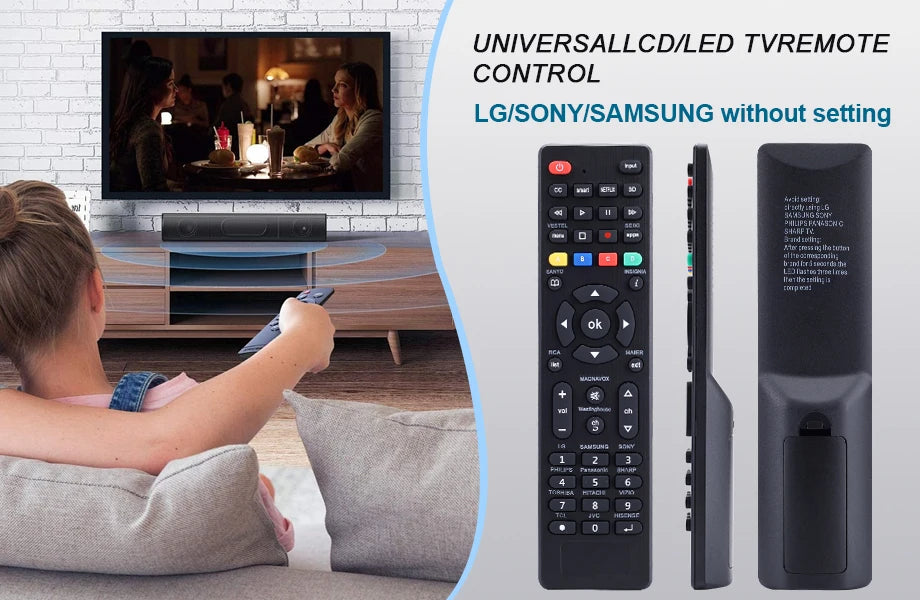 Universal Tv Remote for Samsung, Tcl, Philips, g Vizio, Sharp, Sony, Panasonic, Sanyo, Insignia, Toshiba and Other Brands Lcd L