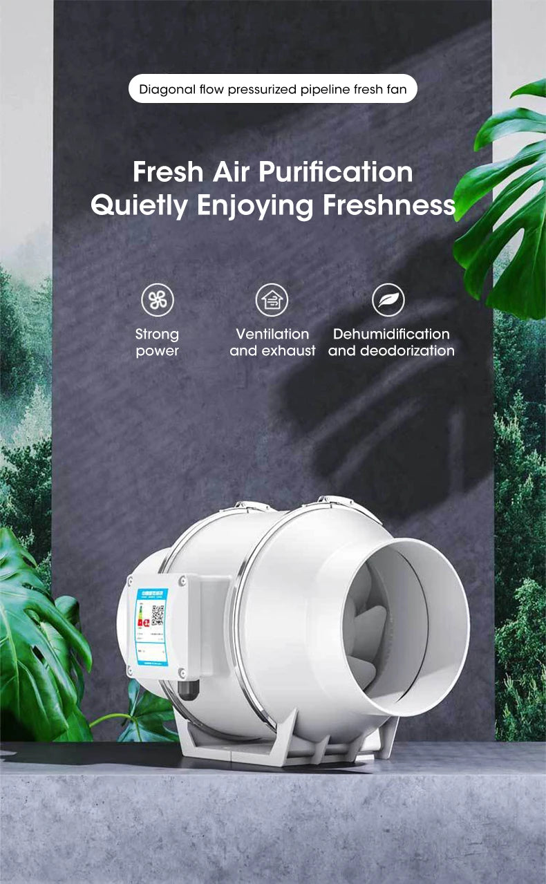 4 inch Exhaust Fan 220V EU Home Silent Inline Pipe Duct Fan Bathroom Extractor Ventilation Kitchen Toilet Wall Air Ventilator