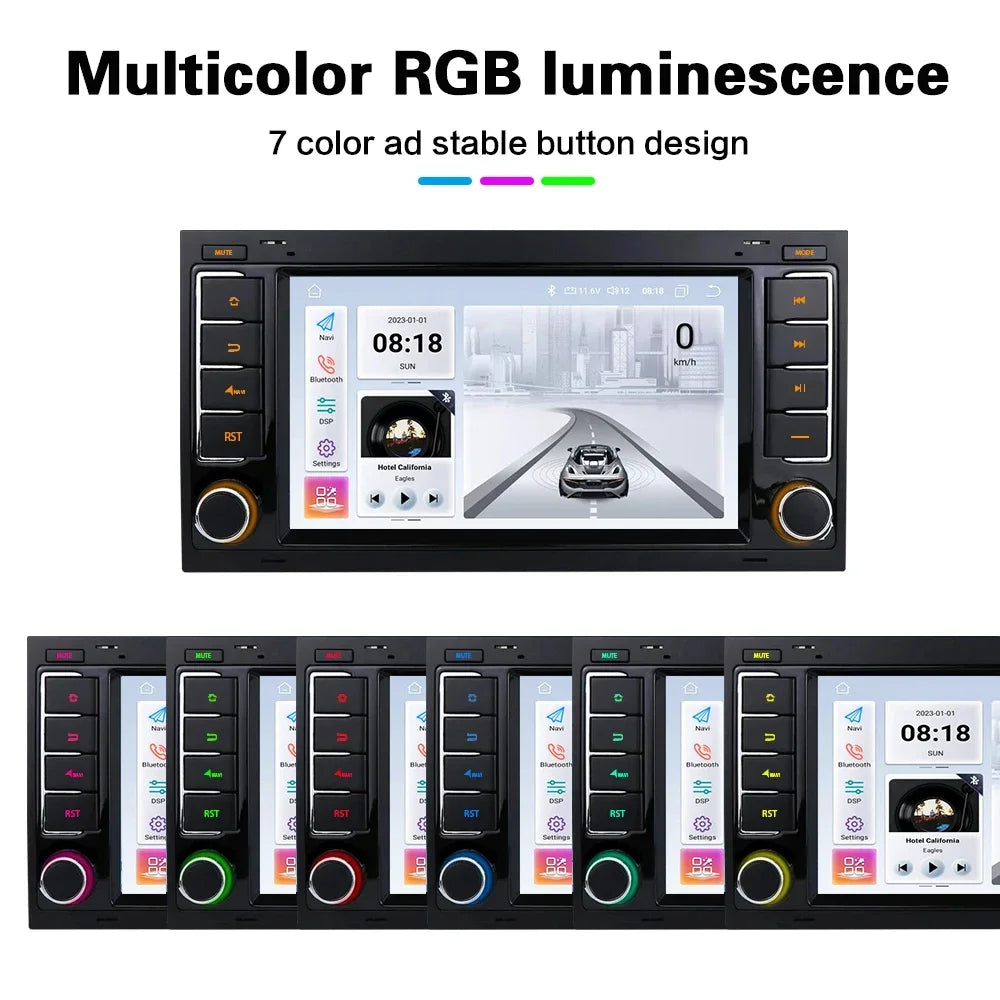 LELV 7" Android 13 Touch Screen Car Radio For Volkswagen VW Touareg Multivan T5 Transporte 2004-2011 Multimedia Player Carplay