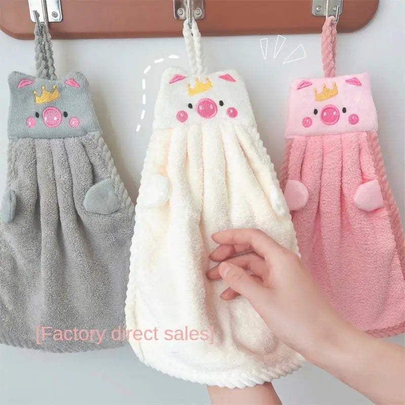 Towel Household Cute Absorbent Kitchen Cleaning Cloth Lazy Rag Wipe Towel Solid Color Children's Hand Towel