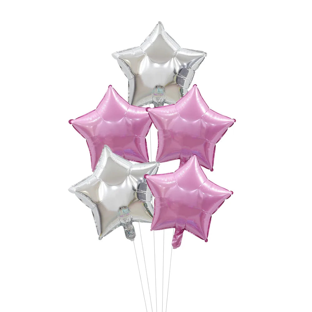 5Pcs 18inch Gold Silver Foil Star Balloon Wedding Balloons Decoration Baby Shower Children's Kids Birthday Party Balloons Globos