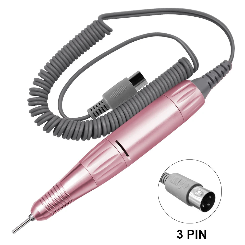 35000 RPM DC & 3 PIN Electric Nail Drill Pen Handle File Polish Grind Machine Handpiece Manicure Tool Nail Drill Accessories