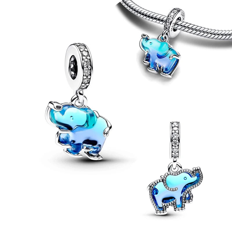 Original 100% 925 Silver Hanging Sloth Climbing Frog Colour Heart School Bead Charms Fit Pantaro Bracelet DIY Jewelry Women Gift