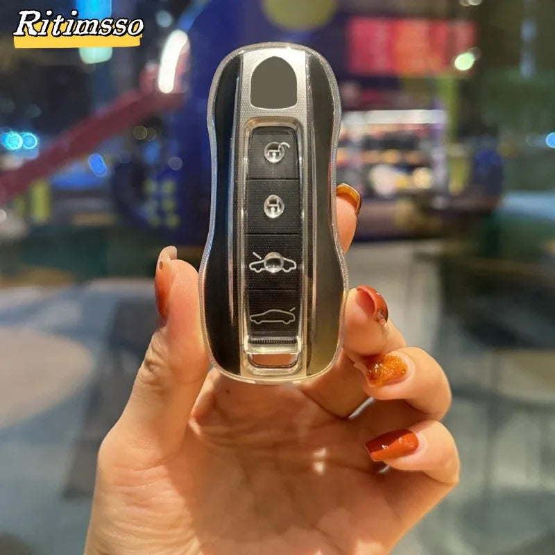 TPU Remote Key Cover Case Skin Shell Fit for Porsche Cayenne Panamera 911 992 Series 2017-2020 Keyless Accessories