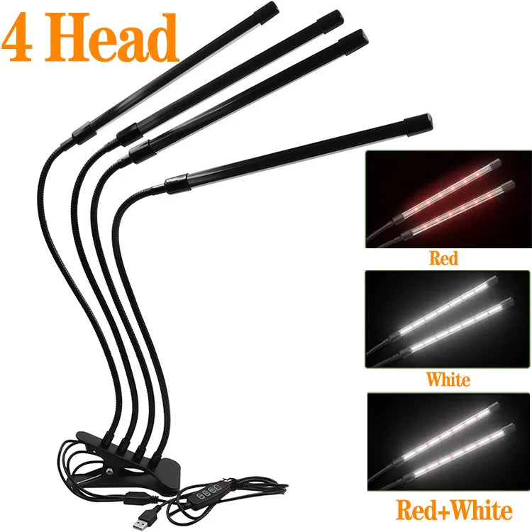 Desk LED Grow Light Plant Lights for Indoor Plants,Full Spectrum With Clip Plant Growing Lamp for Seed Start,Auto On Off Timing