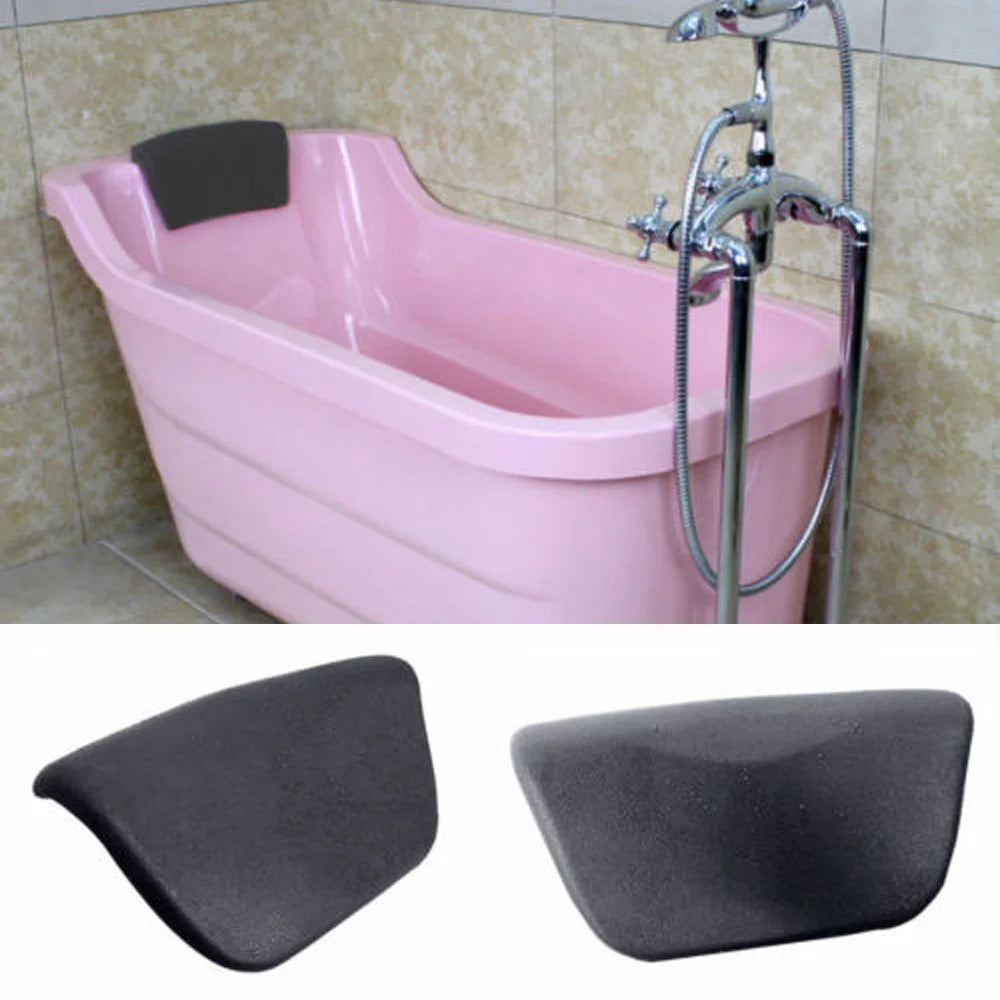 1pc PU Spa Bath Pillow Bathtub Headrest Waterproof Bath Cushion BLACK Bathtub Pillow For Neck Head Support 265*150*60mm