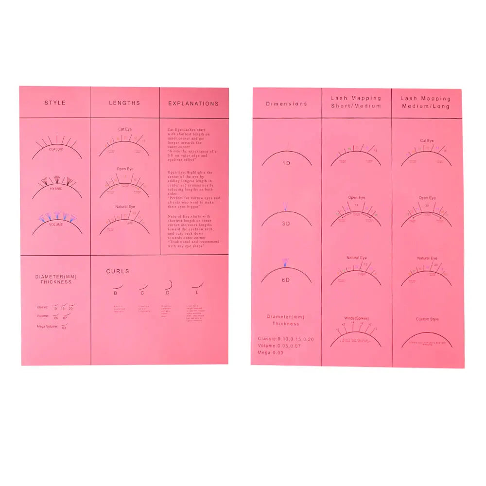 Bundle Beginner and Wispy Eye Shape Lash Map Charts School Practice Training for Fake Eyelashes  Wholesale