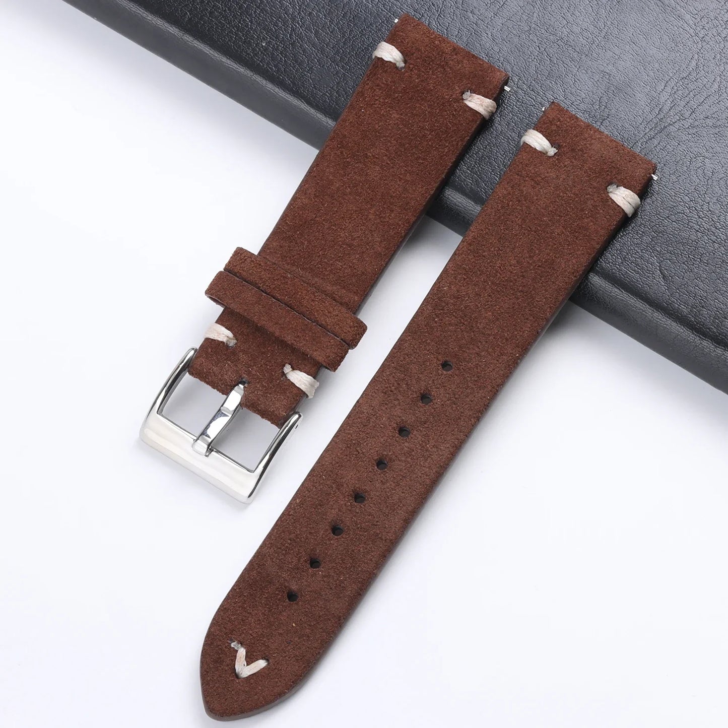 Soft Suede Watch Band 18mm 20mm 22mm Leather Strap Brown Blue Black Belt Replacement for Seiko Quick Release Men Women Bracelet