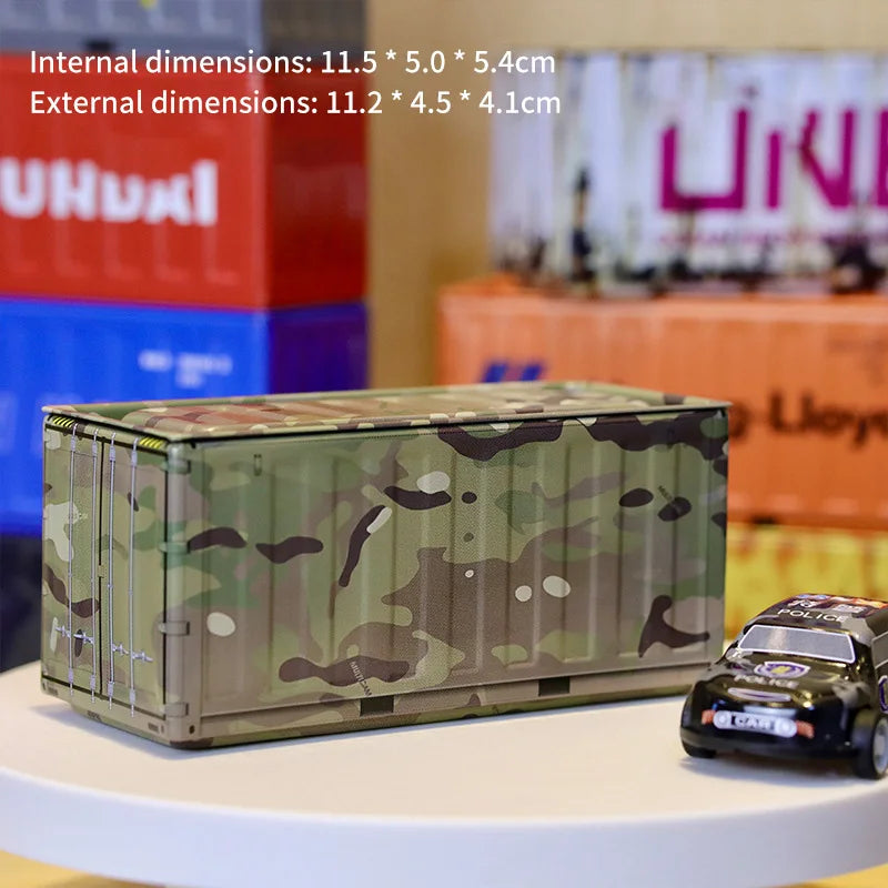 Mini Simulation Shipping Container Model Metal Storage Box Creative Desktop Organizer Ornaments Iron Box Home Office Decoration