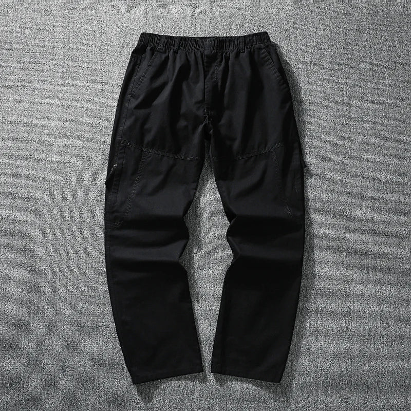 Men Trousers Casual Jogger Pants Elastic Waist Long Pants Zipper Pockets Cotton Overalls High Quality Work Pants