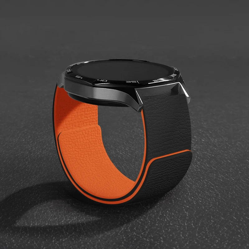 Magnetic Loop Strap For Samsung Galaxy Watch 7/6/5/4 Classic Silicone Lychee pattern 18mm 20mm 22mm Bracelet HUAWEI GT3-4-5 Band