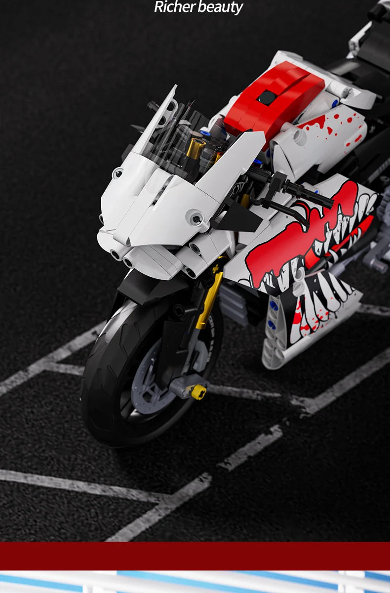 800+PCS Motorcycle Building Blocks Set Super Motorbike 1:10 Model Kit Technical Racing Kid Assembled Toy Gift For Boys And Girls