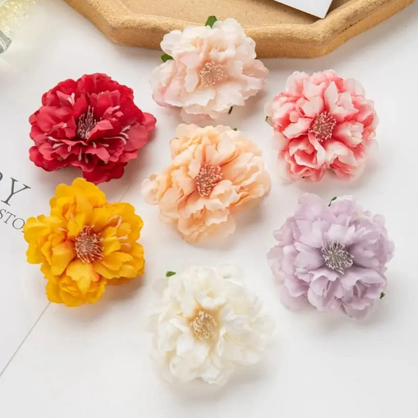 5/10pcs Artificial Flower Silk Peony Scrapbook Diy Home Vase Christmas Wreath Wedding Wall Decoration Garden Arch Accessories