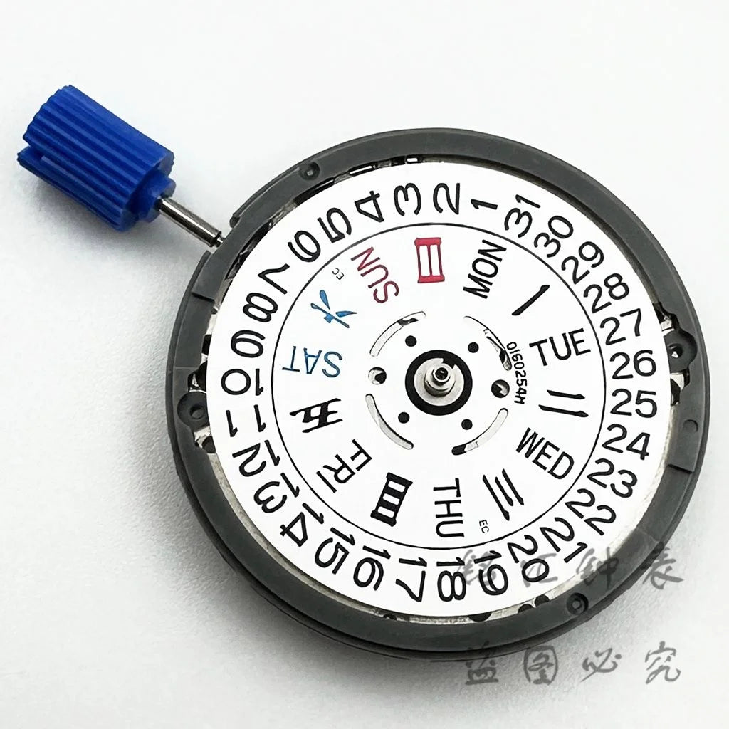 White Calendar NH36 24 Jewels Automatic Movement Crown at 3.0 And 3.8 O'Clock NH36 Watch Parts Stem Set